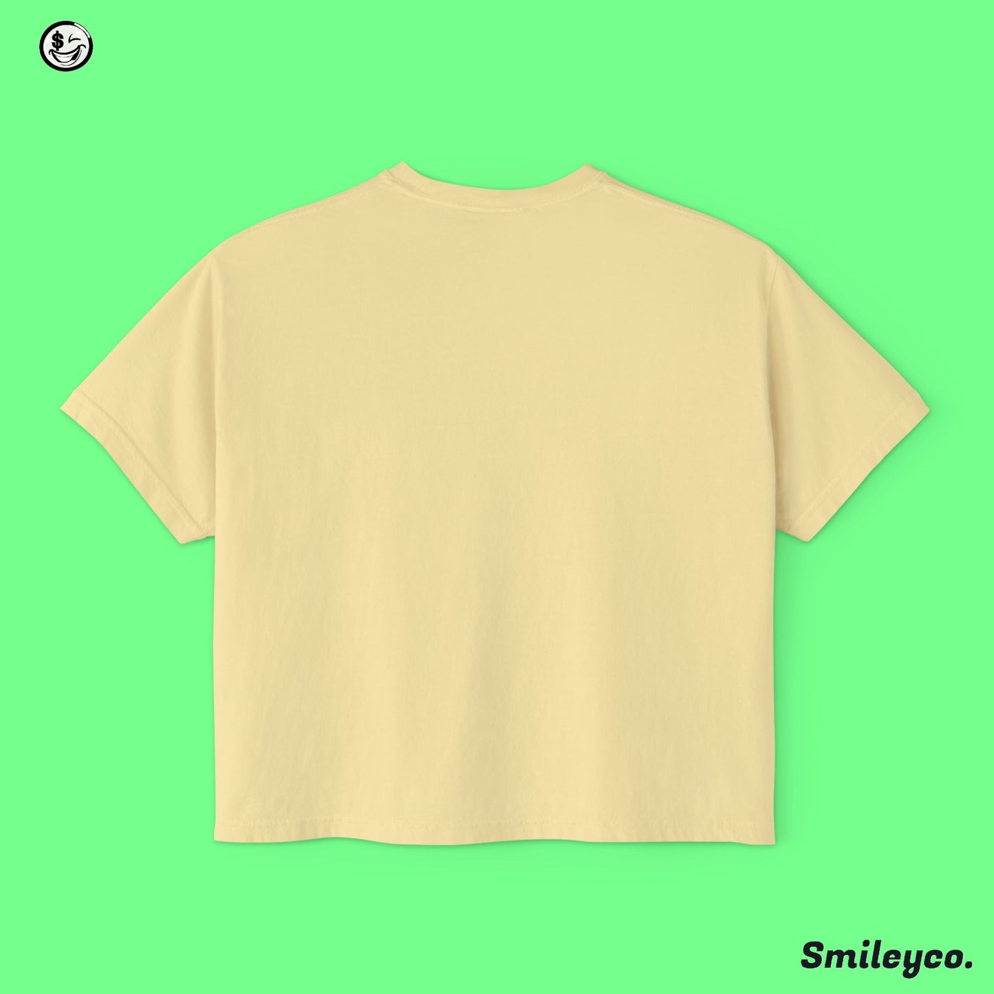 Smiley Graphic Boxy Tee - Women's Casual T-Shirt for Fun and Relaxation