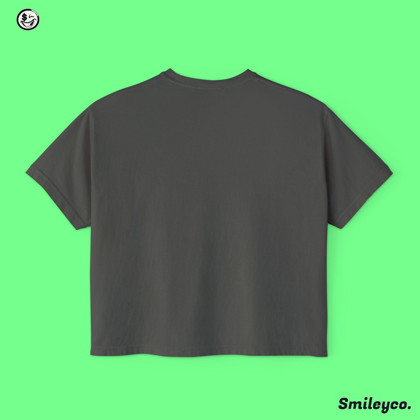 Smiley Graphic Boxy Tee - Women's Casual T-Shirt for Fun and Relaxation
