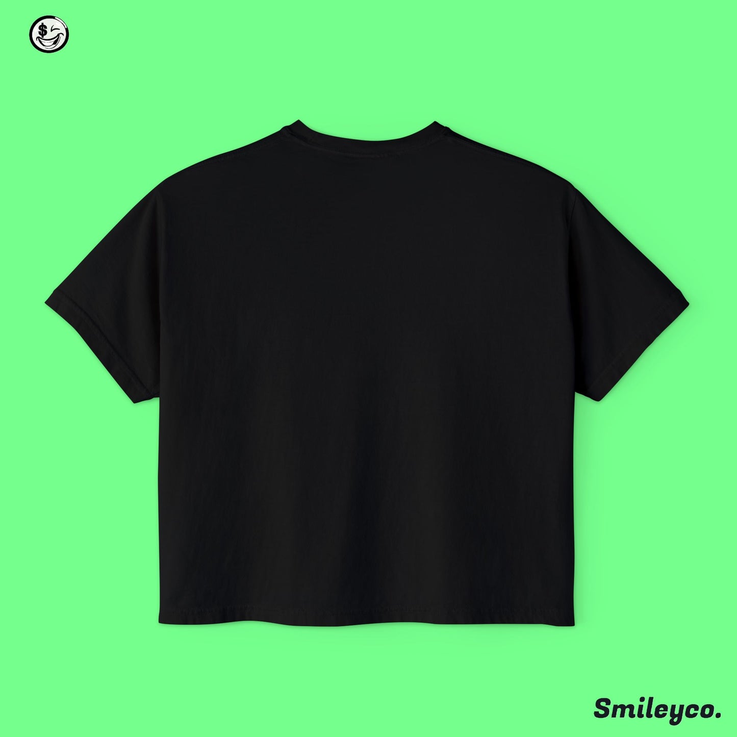 Smiley Graphic Boxy Tee - Women's Casual T-Shirt for Fun and Relaxation